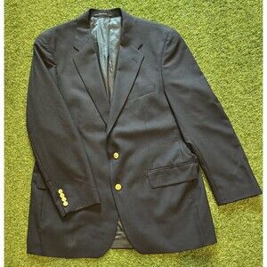Chaps Ralph Lauren Blazer 44 T Navy Blue Gold Button 100% Wool Jacket Sport Coat